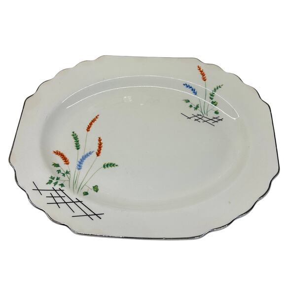 WS George Serving Platter‎ | Asian Style, Multicolor Reed, Silver Trim 11.5x8.5 - Picture 5 of 6